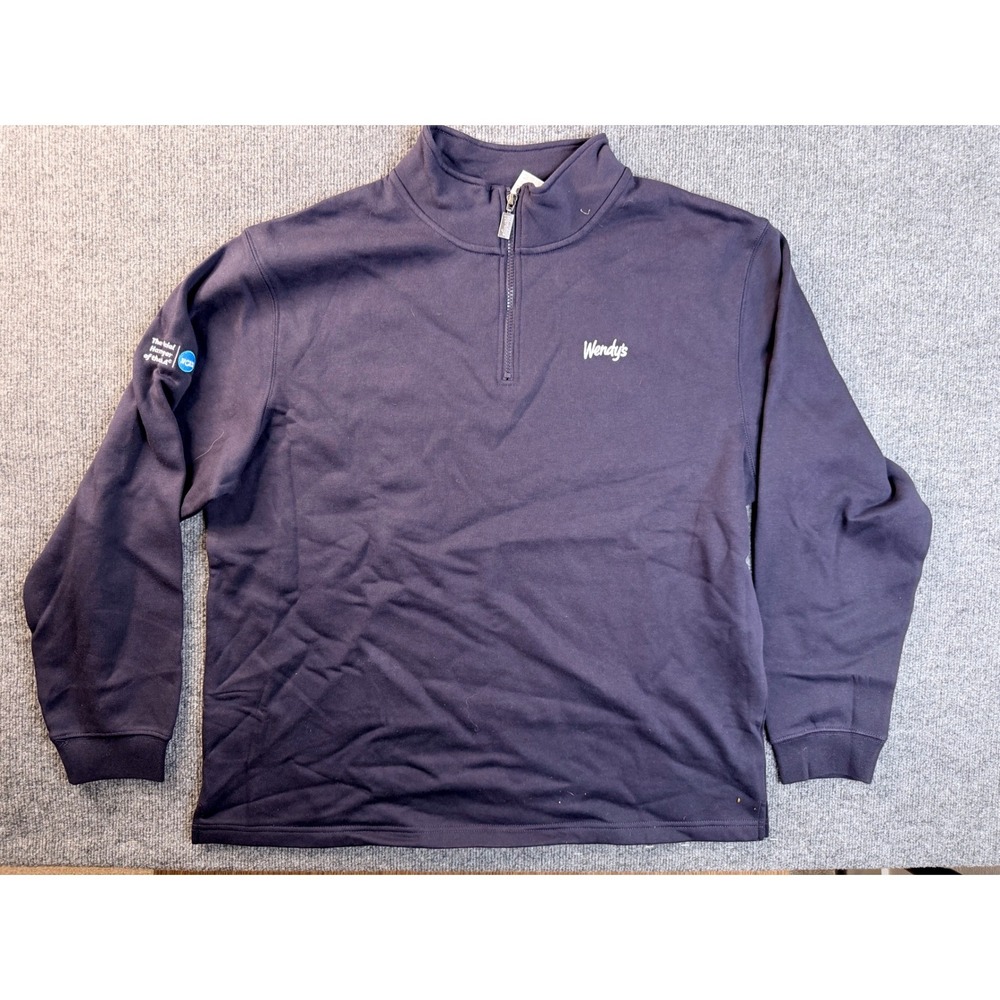 Barco Wendys NCAA Quarter Zip Sweatshirt Mens XL Navy Blue Cotton Blend Pullover